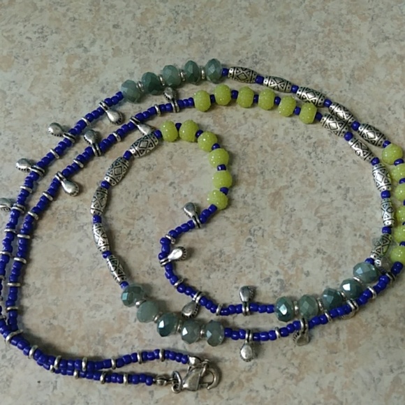 Premier Designs necklace cobalt blue, silver & yel - Picture 5 of 5